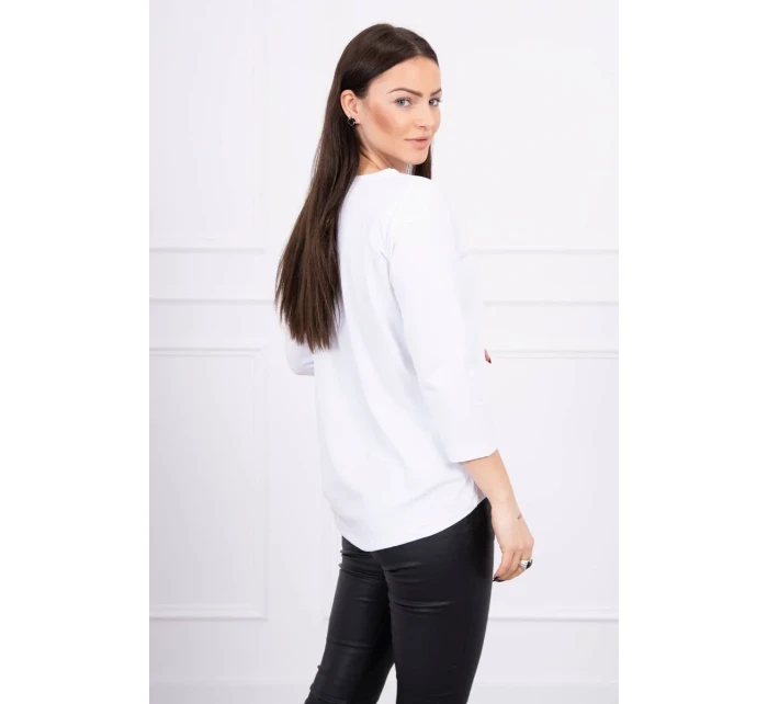 Halenka s 3D grafikou ptáka bílá Halenka s 3D grafikou ptáka bílá