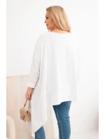 Dámská tunika Plus Size z bavlny s asymetrickým spodkem bílá