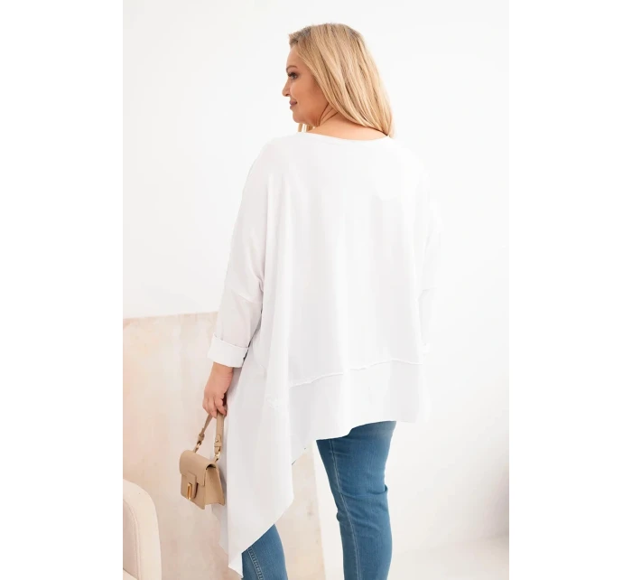 Dámská tunika Plus Size z bavlny s asymetrickým spodkem bílá