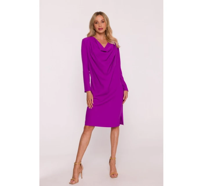 S428 Šaty s výstřihem - levandulová