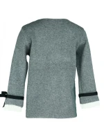 Dámský svetr na rukávech bílým volánkem a černou SW  Gemini model 7548622 - FPrice