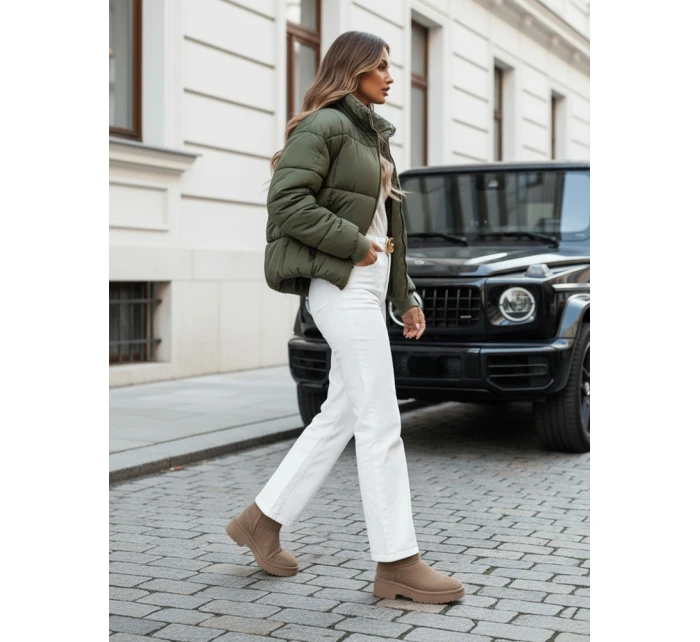 Dámská krátká zimní prošívaná bunda VIBEGIRL zelená FashionStreet TY4946