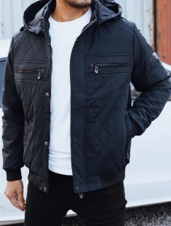 Pánská přechodná prošívaná bunda s kapucí FashionStreet navy blue TX5038