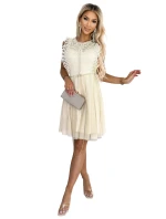 454-3 Šaty GRETA s krajkou a zlatým páskem - BEACH