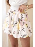 Dámské viskózové šortky s květinovým vzorem se zavazováním v pase žlutá