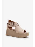 Zazoo 1732 Kožené sandály na klíně Beige