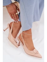 Dámské sandály na podpatku s ozdobným detailem Béžové Mariae