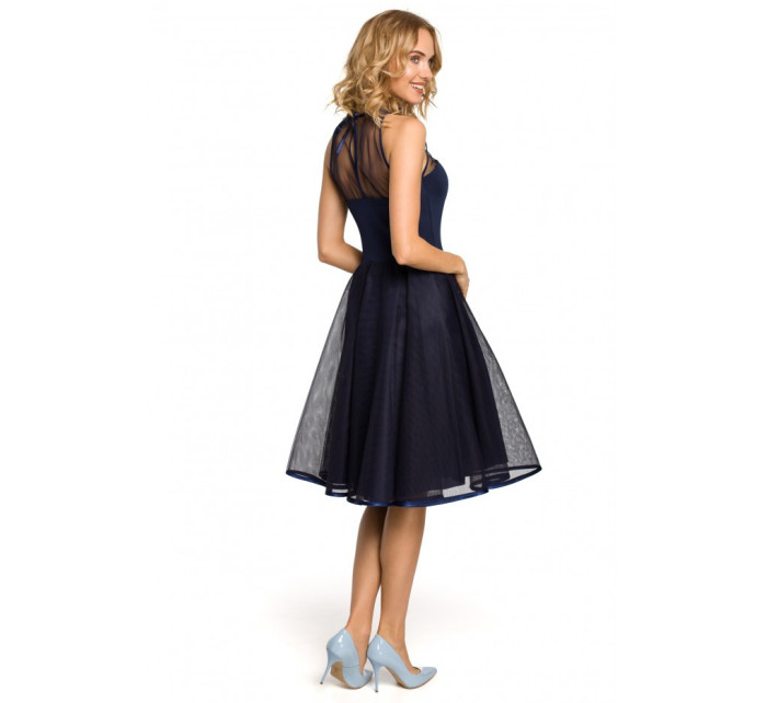 Společenské šaty pod kolena se  tmavě modré model 18002307 - Moe