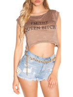 Sexy KouCla Crop Shirt "I m the Queen Bitch"