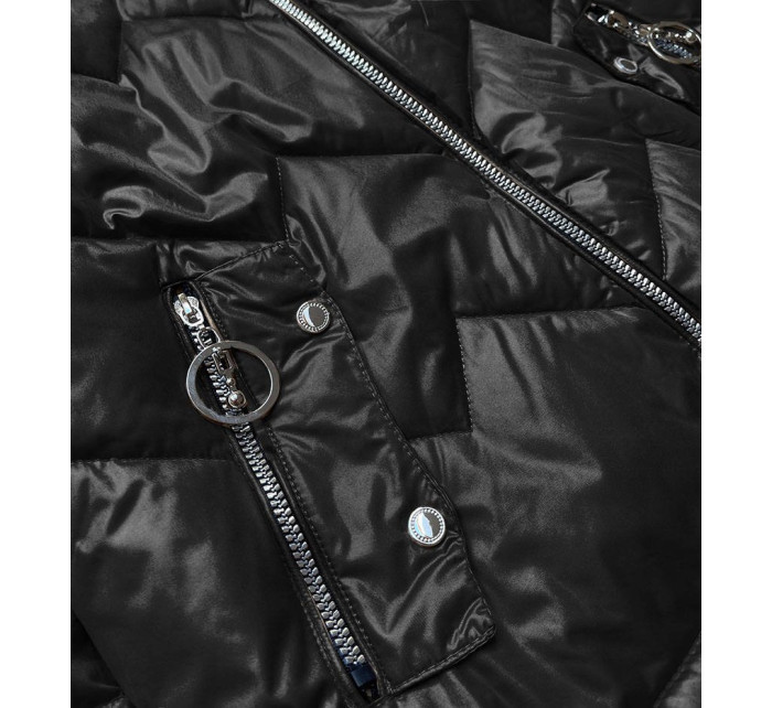 Černo/modrá dámská bunda s kapucí (BH2003BIG)