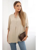 Halenka s prodlouženým zadním dílem tmavě béžová