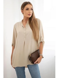 Halenka s prodlouženým zadním dílem tmavě béžová