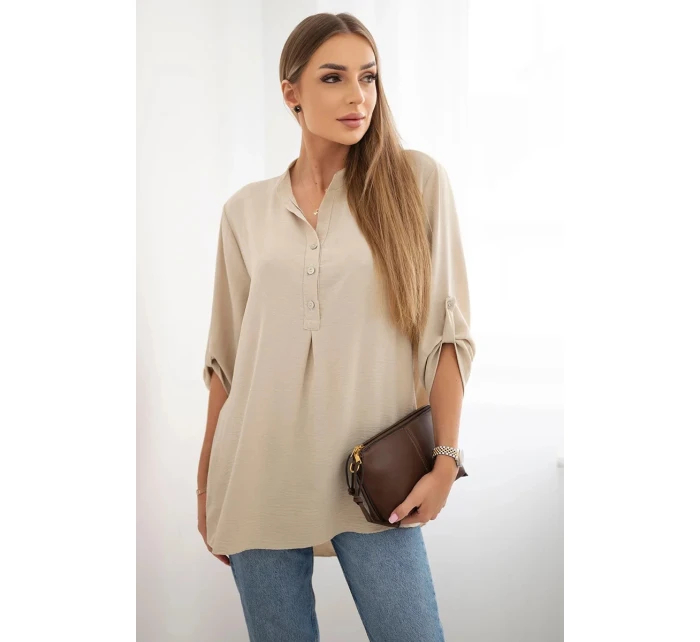 Halenka s prodlouženým zadním dílem tmavě béžová