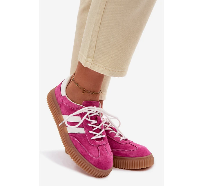 Dámské semišové tenisky na platformě fuchsiové model 22100209 - Boto Dámské semišové tenisky na platformě fuchsiové model 22100209 - Boto