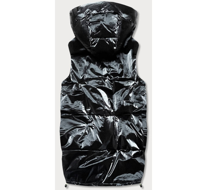 Lesklá černo-neonová dámská oversize vesta (JIN222)