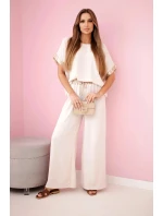 Viskózový komplet se zlatým lemováním béžový Viskózový komplet se zlatým lemováním béžový