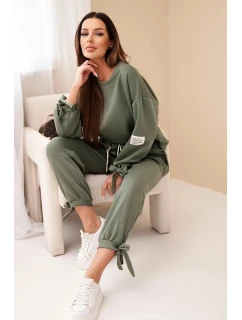Dámská souprava z viskózy s khaki vázáním barva model 21937978 - K-Fashion