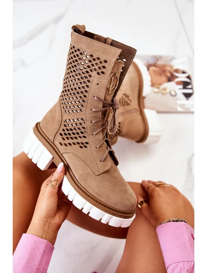 Pracovní kožené vysoké boty Nicole hnědá model 21574610 - Boto