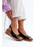 Dámské lakované sandály na platformě Sergio Leone SK301 Černé