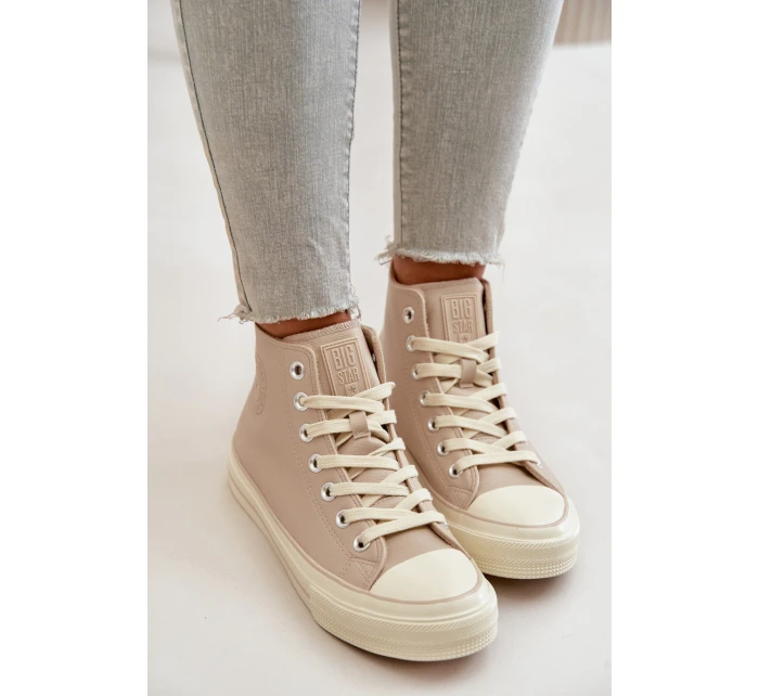 Dámské Tenisky Z Eko Kůže Béžové Big Star OO274934 Dámské Tenisky Z Eko Kůže Béžové Big Star OO274934