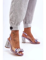Průhledné stylové sandály na klínku fialové SBarski Průhledné stylové sandály na klínku fialové SBarski