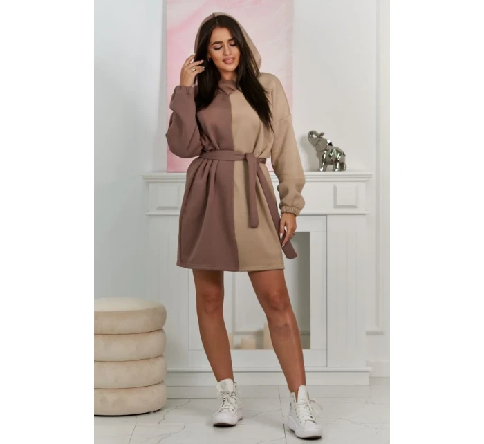 Izolovaná dvoubarevná mikina tmavě béžová + světle béžová