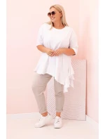 Dámská blůza Plus Size s model 21259116 kapsou a ohrnutým rukávem kiwi - K-Fashion