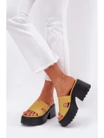 Dámské Pantofle Na Platformě A Podpatku Žluté model 21687111 - Boto Dámské Pantofle Na Platformě A Podpatku Žluté model 21687111 - Boto