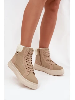 Zimní dámské boty s kožešinou Lee Cooper LCJ-25-01-3736 Béžové