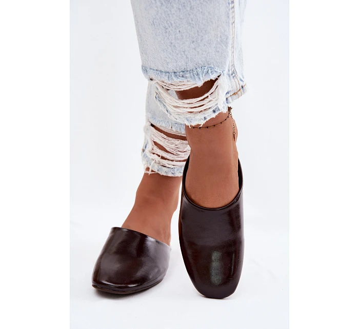 Dámské Mules z Umělé Kůže Ploché Čokoládové Romelle Dámské Mules z Umělé Kůže Ploché Čokoládové Romelle