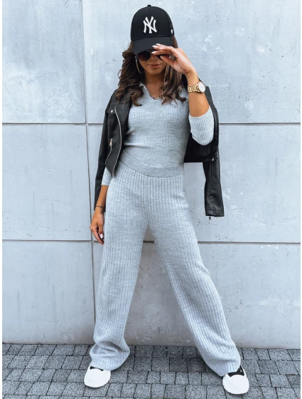 Dámské kalhoty s širokými nohavicemi MOSSYMOOD šedé FashionStreet UY1691