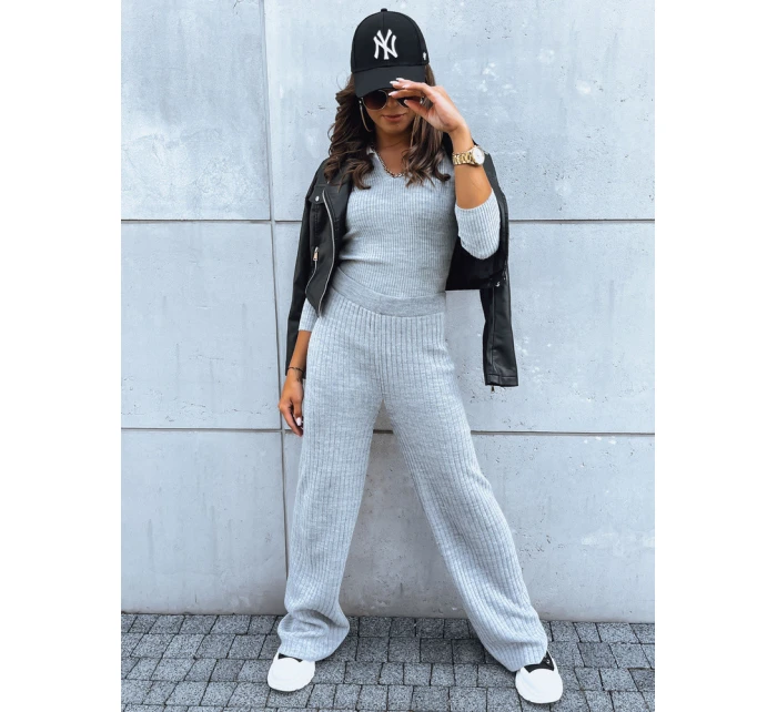 Dámské kalhoty s širokými nohavicemi MOSSYMOOD šedé FashionStreet UY1691