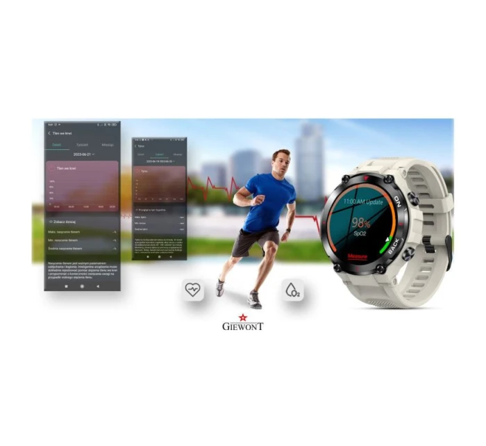 GIEWONT Pioneer GPS smartwatch GW460-3 - Světlý kámen
