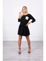 Šaty s flitrovou kapsou černé Šaty s flitrovou kapsou černé