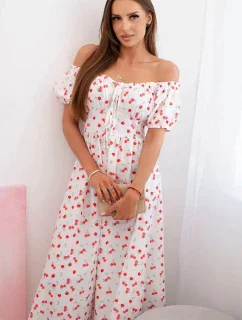 Dámské maxi šaty s květinami a model 21115411 bílý - K-Fashion