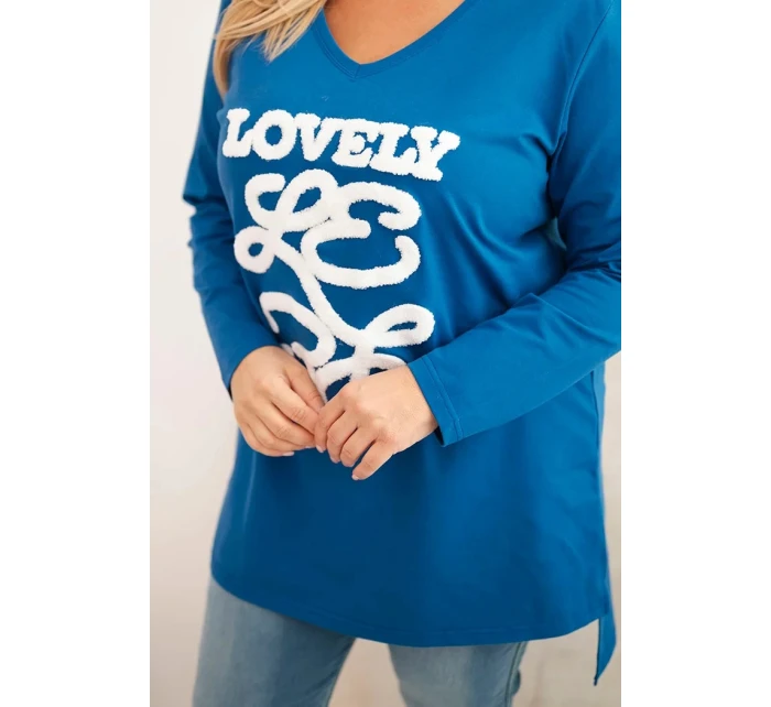 Dámská blůza Plus Size bavlněná s nápisem a výstřihem do V model 21399891 - K-Fashion