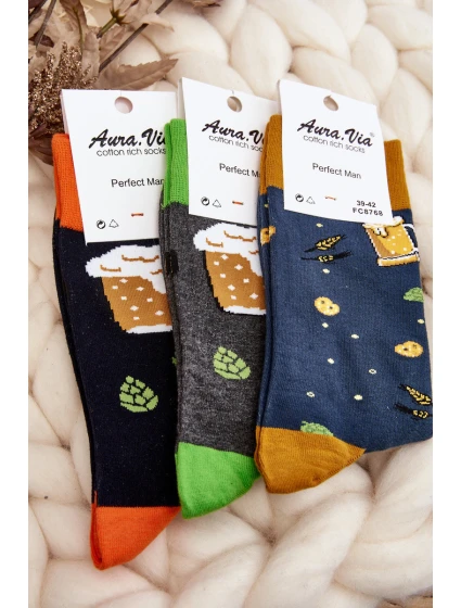 Mužské ponožky s model 21643686 vzory černé - Aura.via