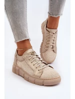 Dámská kožená obuv model 21651324 Světle béžová - Maciejka
