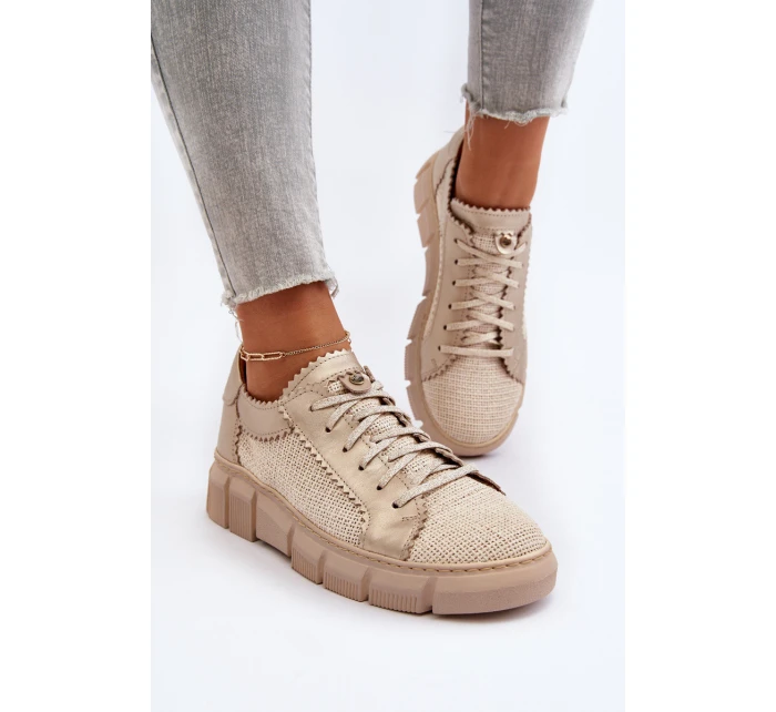 Dámská kožená obuv model 21651324 Světle béžová - Maciejka