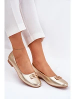 Elegantní Dámské Baletky S Dekorací model 21690098 Zlaté - VINCEZA Elegantní Dámské Baletky S Dekorací model 21690098 Zlaté - VINCEZA