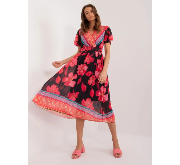 Sukienka DHJ SK  czarno czerwony model 20095159 - FPrice