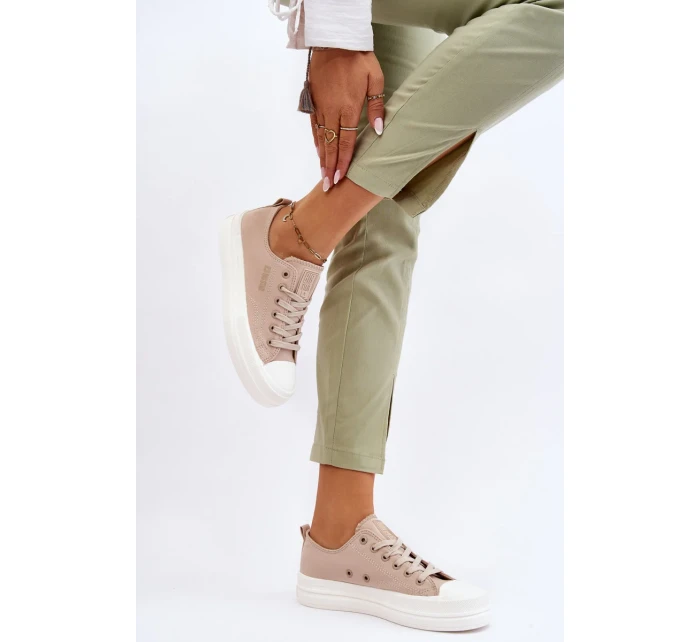 Nízké šněrovací tenisky Big Star LL274969 Béžové Nízké šněrovací tenisky Big Star LL274969 Béžové