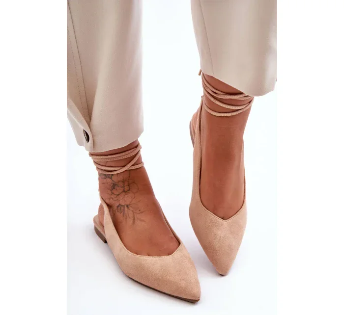 Dámské semišové baleríny nude Lilly Ann