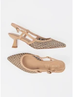 Luxusní hnědé  lodičky dámské na širokém podpatku