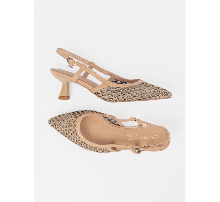 Luxusní hnědé  lodičky dámské na širokém podpatku