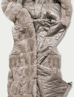 Béžová kožešinová vesta s kapucí model 17836886 - S'WEST