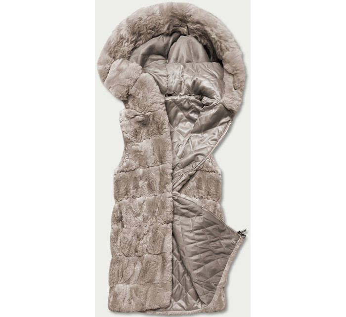 Béžová kožešinová vesta s kapucí model 17836886 - S'WEST