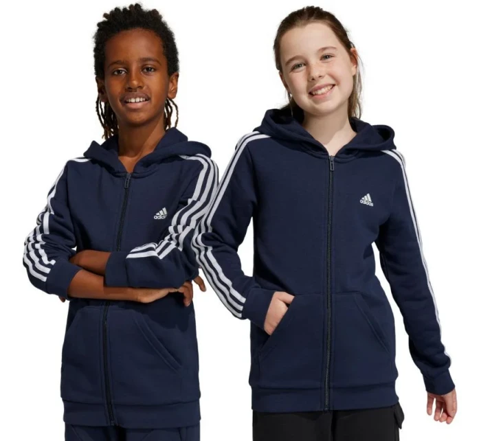 Adidas Essentials 3-Stripes Fleecová mikina s kapucí a zipem Jr IC0600 Adidas Essentials 3-Stripes Fleecová mikina s kapucí a zipem Jr IC0600
