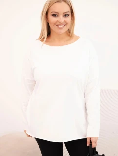 Dámská blůza Plus Size asymetrická s dlouhým rukávem bílá