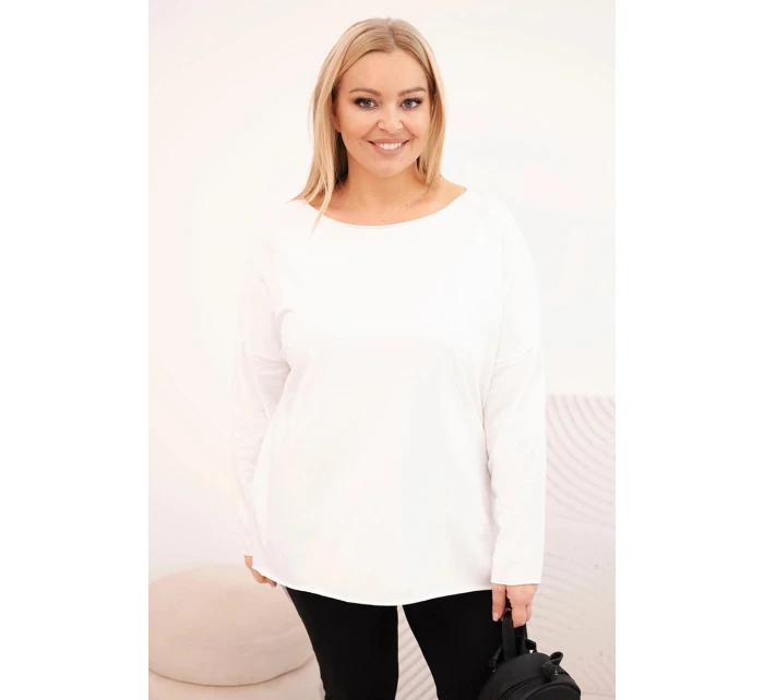 Dámská blůza Plus Size asymetrická s dlouhým rukávem bílá Dámská blůza Plus Size asymetrická s dlouhým rukávem bílá